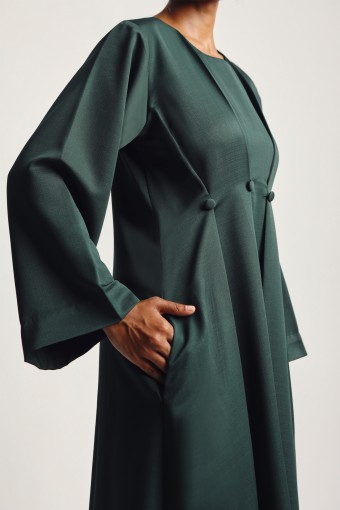 Zafrah Pleated Abaya Dress Emerald Green